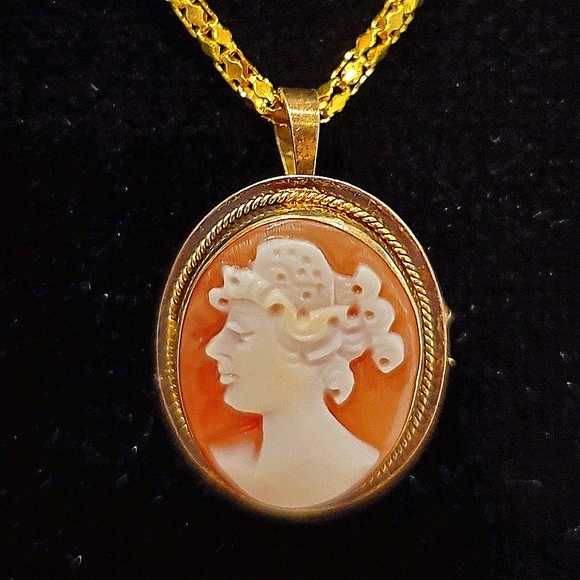 VINTAGE ITALY GENUINE SHELL SIGNED .925 CAMEO Sterling Silver Signed AMC AETISAN - Picture 2 of 12
